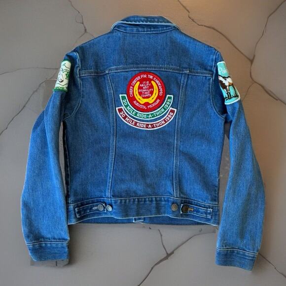 Vintage Jackets & Blazers - Vintage Sedgefield Denim Jacket 16 Blue 80s FFA Made in USA Horse Racing Western